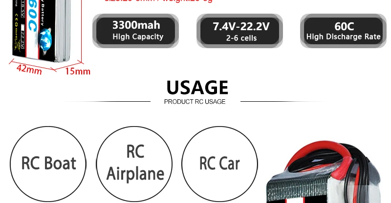 HRB 2S 7.4V 11.1V Lipo Battery, RC Quadcopter FPV Air