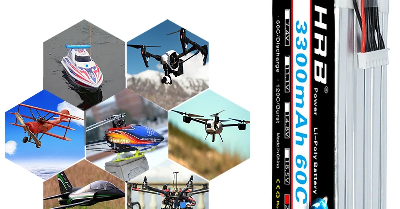 HRB 2S 7.4V 11.1V Lipo Battery, RC Quadcopter FPV Airplane Car Parts 14.8V 18.5