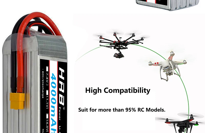 HRB 22.2V 4000mah Lipo 6S Battery, 4000mah 22.2V 60C LiPo Battery XT90 