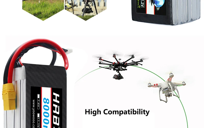HRB 22.2V 8000mah Lipo Battery, RC Parts For FPV Drone Quadcopter Helicopter Airplane