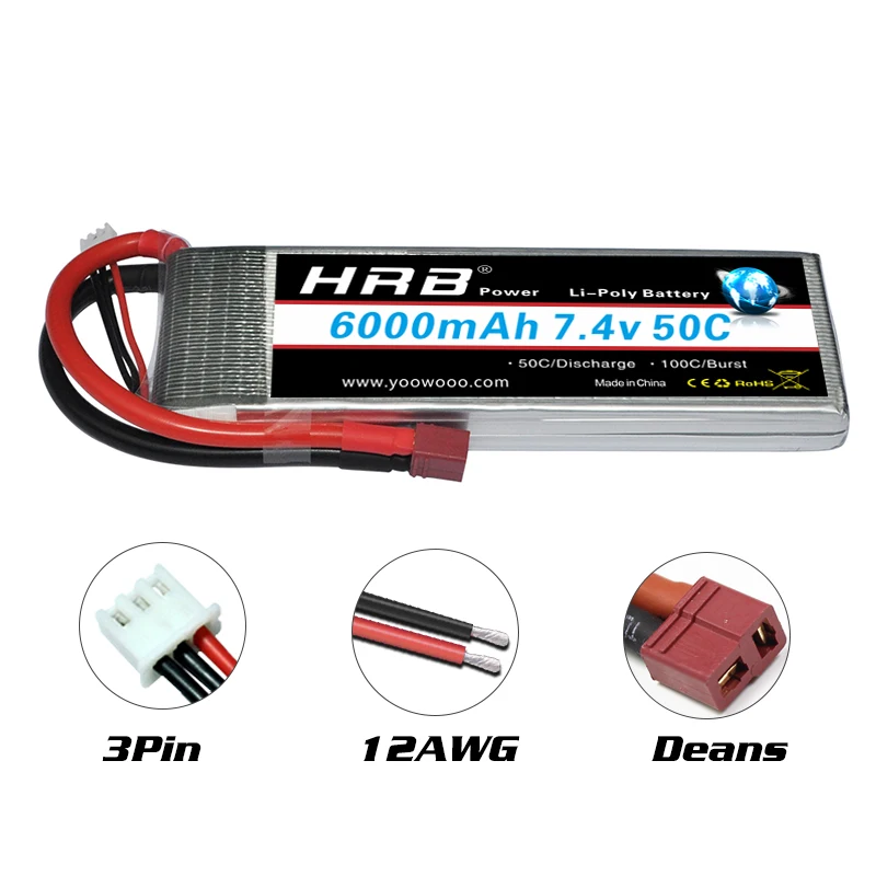 HRB 2S Lipo Battery, HRB Power Li_Polv Battery 6000mAh 7.4v 50C socidisc