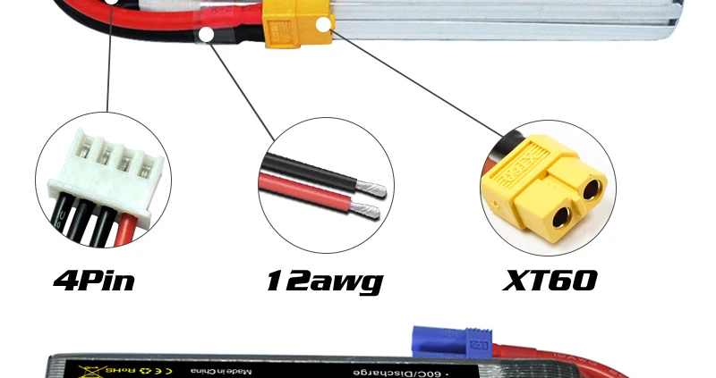 HRB 3S 11.1V Lipo Battery, APin 12awg XT6O 787ou?9, C