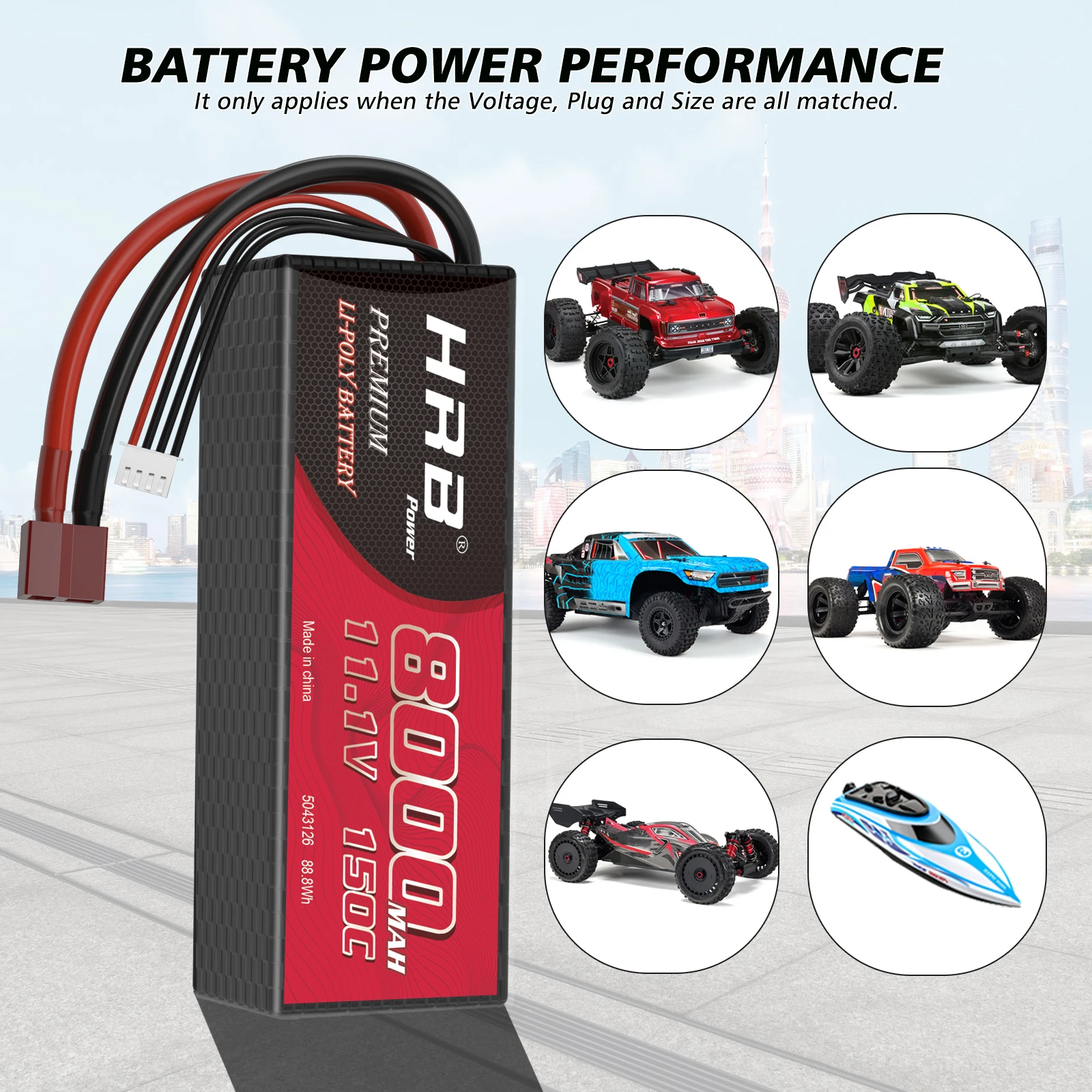 HRB 3S Lipo Battery 11.1V 8000mah - 150C