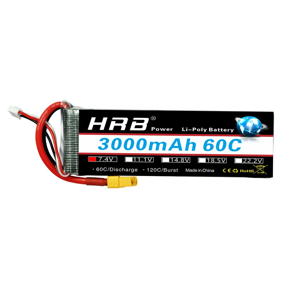 HRB Lipo 2S Battery, HrB Power Li-Poly Battery 3000mAh 60C ZAV ILI]