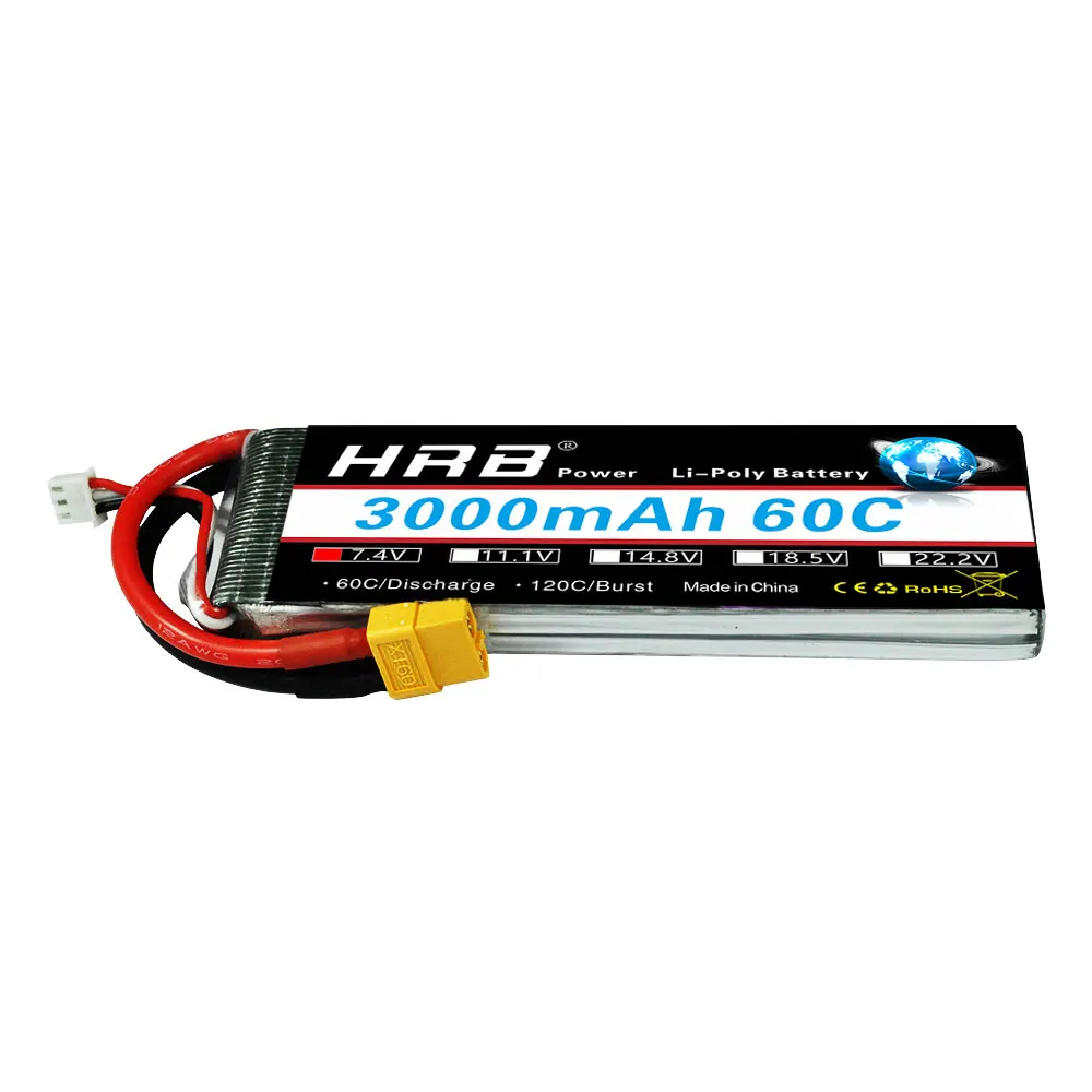 بطارية HRB Lipo 2S 7.4 فولت 3000 مللي أمبير - 60C لسيارة RC بدون طيار بدون طيار شاحنة يتم التحكم بها عن بُعد RC طائرة RC 1/16 1/14 إطار سيارة شاحنة بدون طيار 8 HRB Lipo 2S Battery, HRB Power Li-Poly Battery 300mAn 60c ZZAV ILI