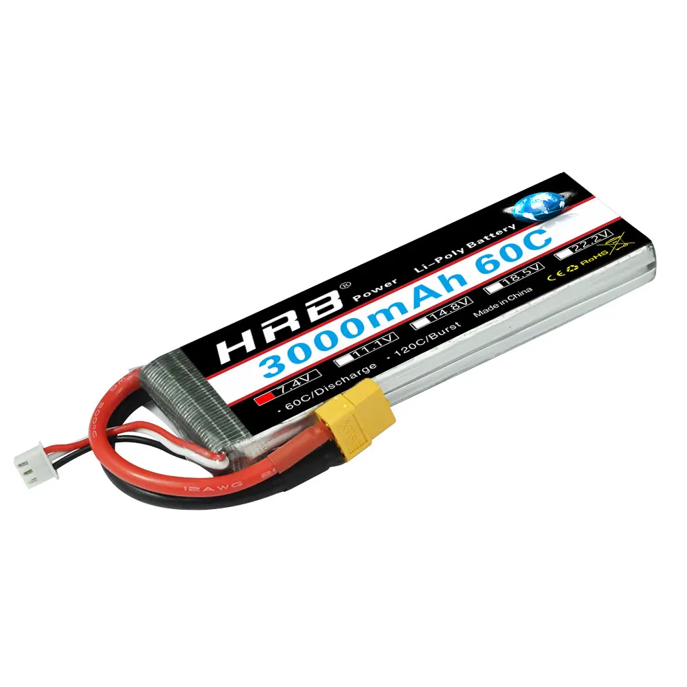 بطارية HRB Lipo 2S 7.4 فولت 3000 مللي أمبير - 60C لسيارة RC بدون طيار بدون طيار شاحنة يتم التحكم بها عن بُعد RC طائرة RC 1/16 1/14 إطار سيارة شاحنة بدون طيار 11 HRB Lipo 2S Battery 7.4V 3000mah - 60C