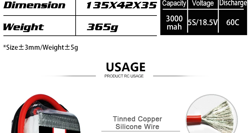 HRB 5S 18.5V Lipo Battery, 135X42X35 Capacity Voltage Discharge 30.0 Issn