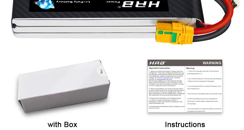 HRB Lipo 3S Battery, exh HAD WARNING Octritieniien e Cunanetor with