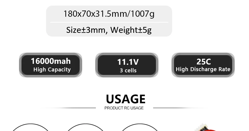 HRB Lipo 3S Battery, 180x70x31.5mm/1007g Sizet3mm, WeighttSg