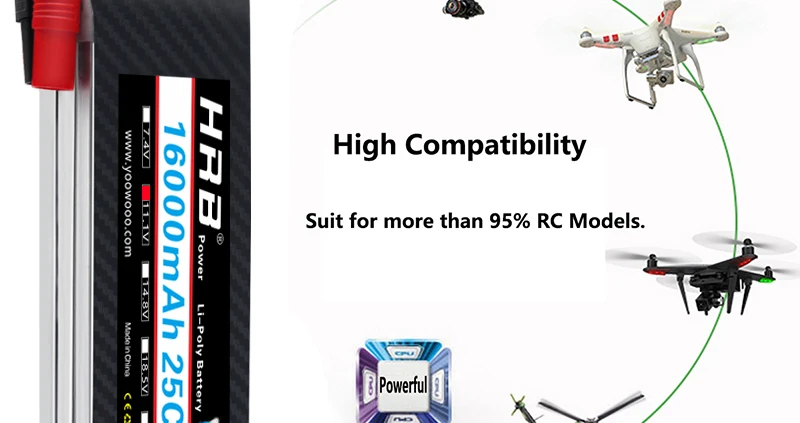 HRB Lipo 3S Battery, Battery 11.1V 16000mah - 25C XT60 T 