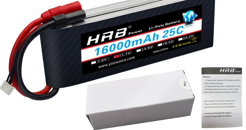 HRB Lipo 3S Battery, Bator Poly 25C HAB Powo 76000mAh R>0 48.50