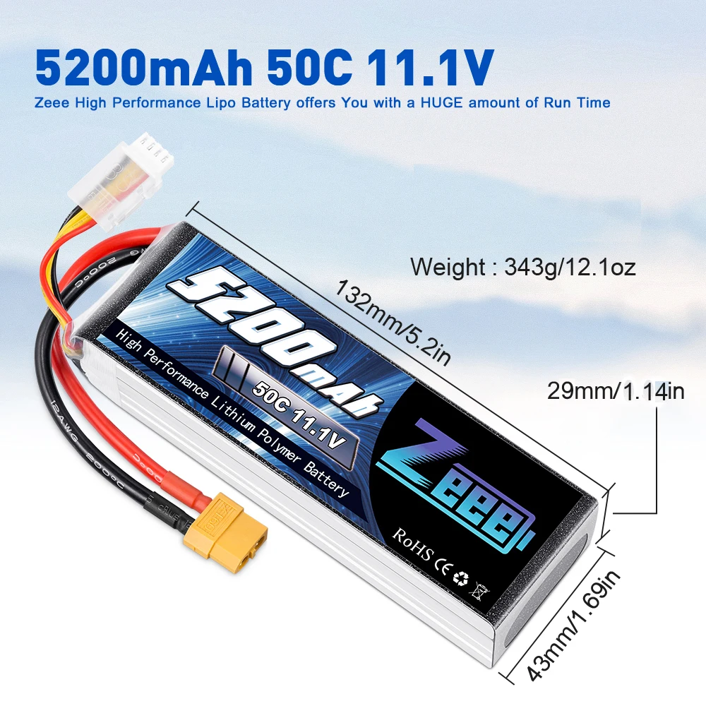 Zeee 3S Lipo Battery - 11.1V 50C 5200mAh XT60 Plug for RC Car Helicopter Quadcopter Boat RC Airplane FPV Drone Battery 19 Zeee 3S Lipo Battery, 5200mAh 50C 11.1V Zeee High Performance Lipo Battery offers You with