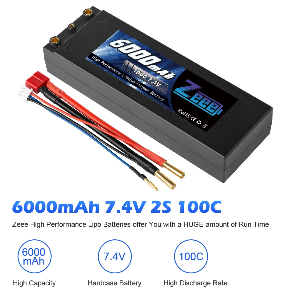 Zeee Lipo Battery 6000mAh 7.4V 100C 2S Lipo RC Car Battery with Deans T Plug 2S RC Lipo Battery for Car Boat Truck Truggy Buggy FPV Drone Battery 17 Zeee Lipo Battery, Zeee High Performance Lipo Batteries offer HUGE amount of Run Time 6000 7.