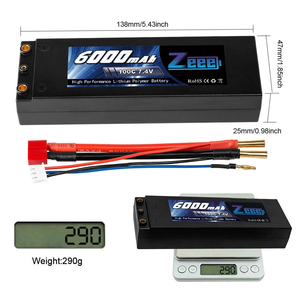 Zeee Lipo Battery 6000mAh 7.4V 100C 2S Lipo RC Car Battery with Deans T Plug 2S RC Lipo Battery for Car Boat Truck Truggy Buggy FPV Drone Battery 19 Zeee Lipo Battery, eliviz GDODmat EE To0e7AV Tie Ren