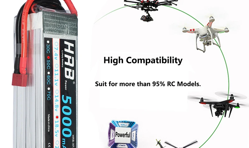 HRB 5S 18.5V Lipo Battery 5000mah - 50C XT90 EC5 XT60 T Deans XT90-S Female For FPV RC Quadcopter Racing Airplanes Car Truck 500 Parts 18 HRB 5S 18.5V Lipo Battery, XT90-S Female For FPV RC Quadcopter Racing Airplan