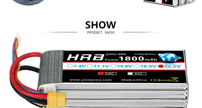 بطارية ليبو HRB 6S 22.2V 1800mah - XT60 T Deans XT90 EC5 50C لطائرات السباق MultiCopter FPV عربات التي تجرها الدواب قارب السيارة RC أجزاء رائعة 16 HRB 6S 22.2V Lipo Battery, SHOW PRODUCT SHOW ODrpv_Pro Lipoly Det