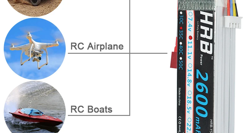 HRB 3S 11.1V Lipo Battery, AKKU Charged Rechargeable Powerful Li-Polymer Accessories Continuous Discharge