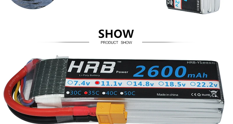 HRB 3S 11.1V Lipo Battery, XT60 T Deans X