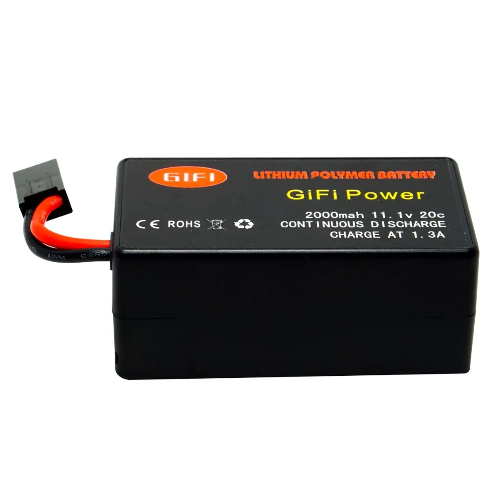PARROT AR. DRONE 2.0 Battery - Maximal GIFI Power LiPo Battery For UPGRADE 2000mAh 11.1V 20C 9 PARROT AR. DRONE 2.0 Battery, ROHS 41 CONT INUOUS DISCHARGE CHARGE AT 3A