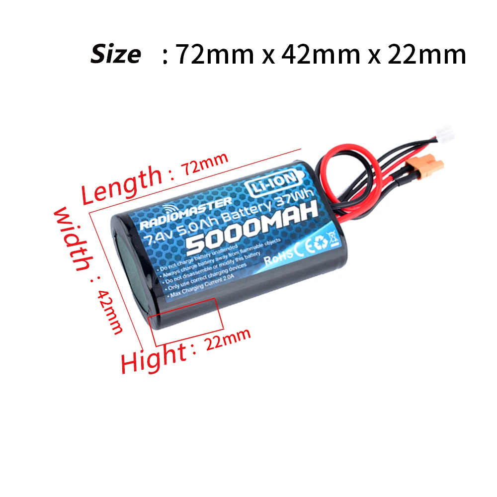 Original RadioMaster TX16S Battery - 2S 5000mAh Lipo Battery Frsky Multi Protocol Open Source Remote Control FPV Racing Drone 15 Original RadioMaster TX16S Battery, 72mmx42mmx22mm 2 60 de OrN 72mm Length Li