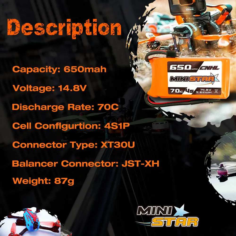 3 قطعة CNHL 4S 14.8V بطارية ليبو 650mAh 850mAh 70C MiniStar مع XT30 XT60 التوصيل ل RC FPV سباق الطائرة بدون طيار طائرة رباعية صغيرة 12