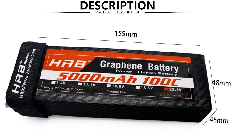 HRB 22.2V 5000mah Graphene 6S Lipo Battery 100C EC5 XT90 Deans T XT60 XT90-S AS150 For RC Catamaran Boat 4WD Car Airplane Drone FPV Parts 13 155mm HAZ Graphene Botto Z.aV 'opom