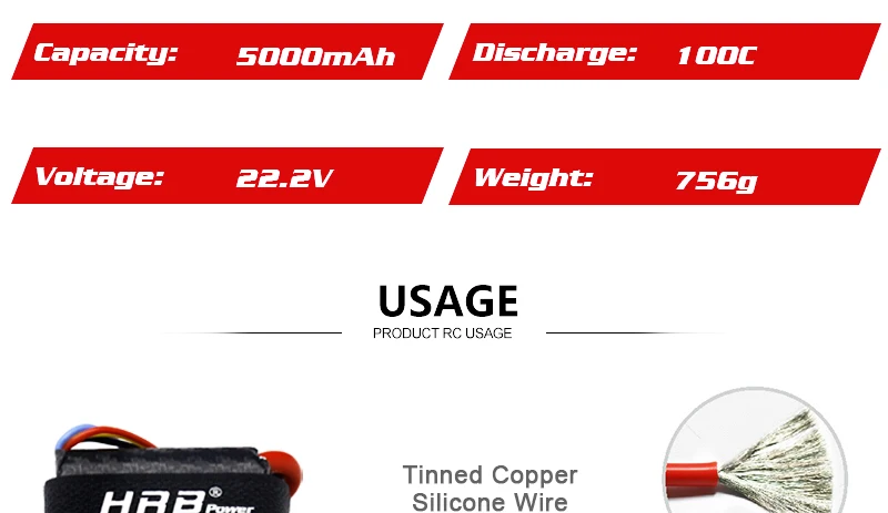 HRB 22.2V 5000mah Graphene 6S Lipo Battery 100C EC5 XT90 Deans T XT60 XT90-S AS150 For RC Catamaran Boat 4WD Car Airplane Drone FPV Parts 14 capacity: sooomAh Discharge: 1ooc Voltage: 22.2V