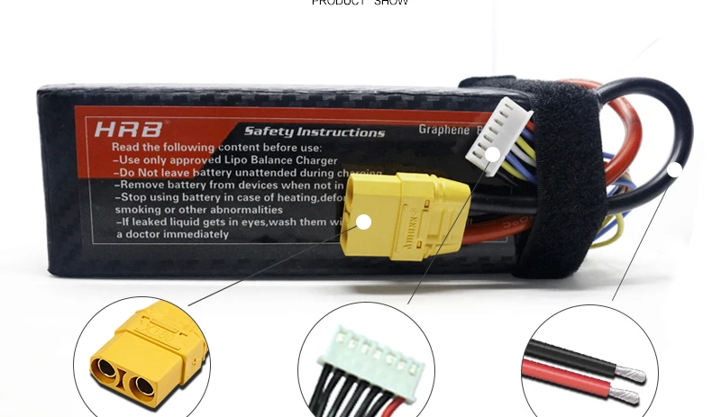 HRB 22.2V 5000mah Graphene 6S Lipo Battery 100C EC5 XT90 Deans T XT60 XT90-S AS150 For RC Catamaran Boat 4WD Car Airplane Drone FPV Parts 18 use only approved Lipo Balance Charger Do not leave battery unattended during ch Re