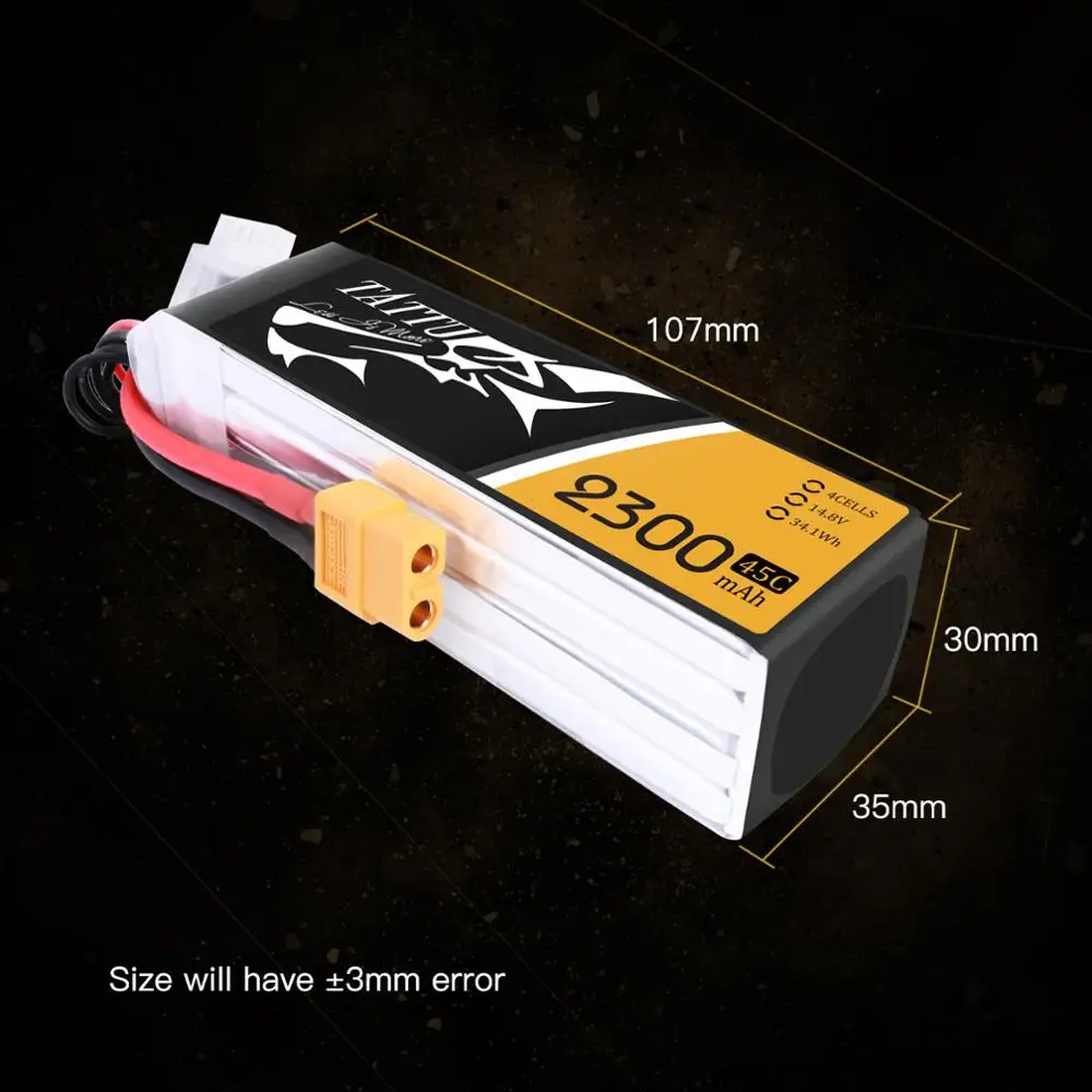 1pc Tattu Lipo Battery 2300mAh 3S 4S 11.1V