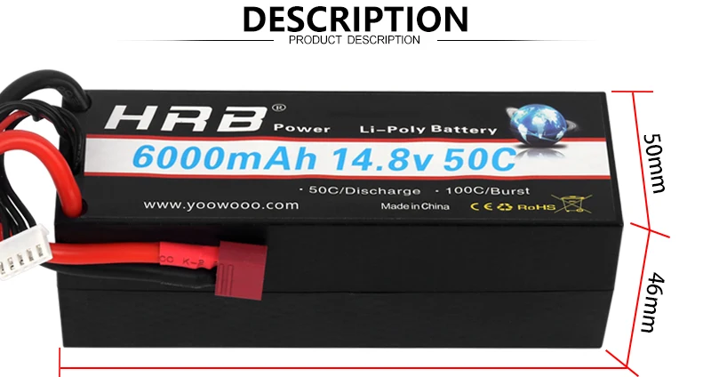 HRB 4S 14.8V 6000mah Lipo Battery, HPZ Powgr Li_Poiv Battorv 6oo