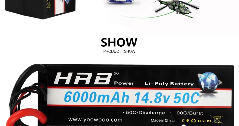 HRB 4S 14.8V 6000mah Lipo Battery, SHOW PRODUCT SHOW HrB Power Li-Poly Battery 6000mAh