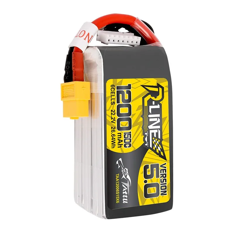 Tattu R-Line الإصدار 5.0 V5 1200 1400mAh 150C 6S 22.2V بطارية ليبو XT60 التوصيل FPV سباق بدون طيار أجهزة الاستقبال عن بعد 4 Tattu R-Line V5 SPECIFICATIONS Use : Vehicles