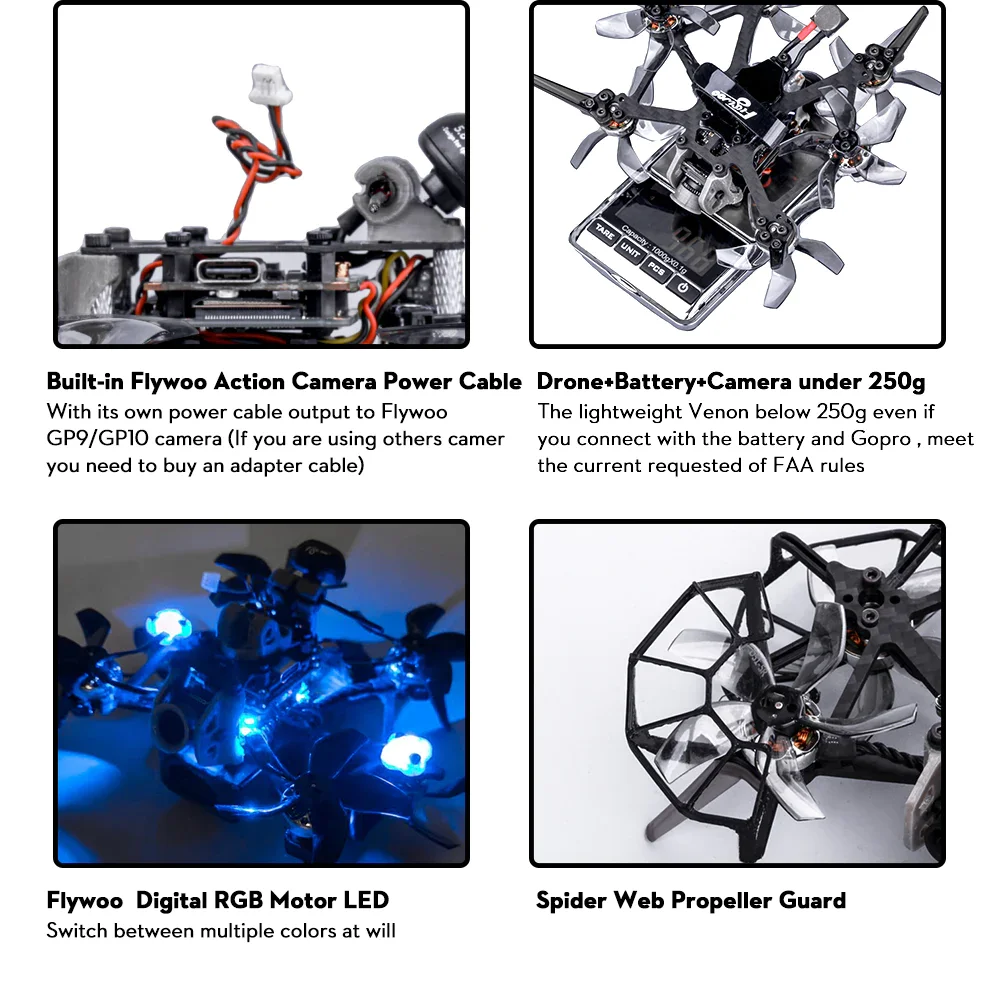 FLYWOO Venom H20 - 2'' Analog Mini Drone w/ ratel baby 2 F411 MPU600 1203 4850KV 11
