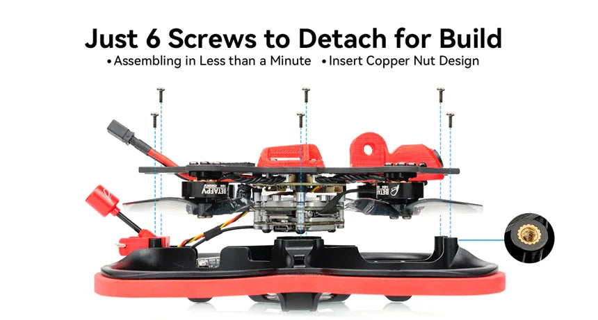 BETAFPV Pavo25 2.5" Cinewhoop Drone, 6 Screws to Detach for Build Assembling in Less Than a