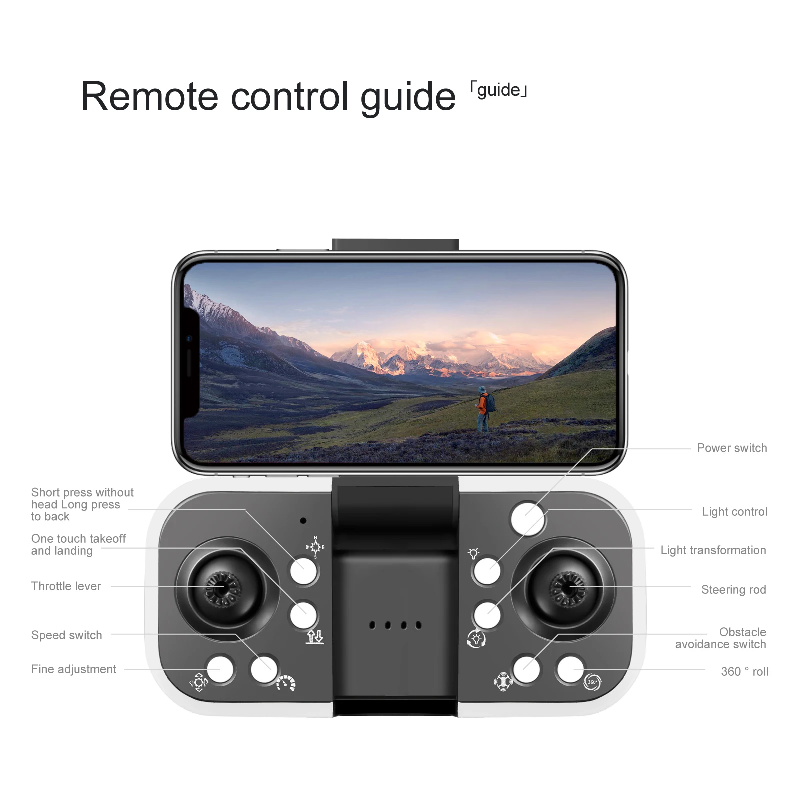 KBDFA S98 Drone, "guidev power switch short press without head long press to back light