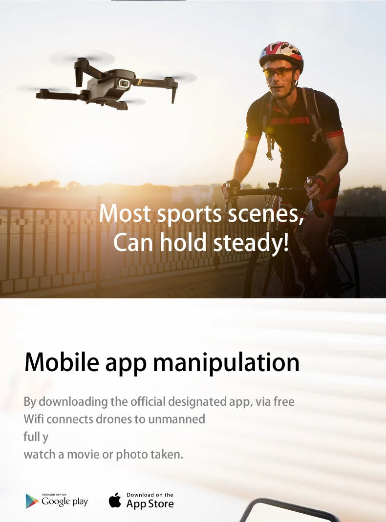 V4 Rc Drone - كاميرا 4k HD ذات زاوية واسعة 1080P WiFi fpv بدون طيار كاميرا مزدوجة كوادكوبتر في الوقت الحقيقي ناقل الحركة هليكوبتر بدون طيار ألعاب هدايا 32 V4 Rc Drone, 6x7 most sports scenes, can hold steadyl mobile app manipulation