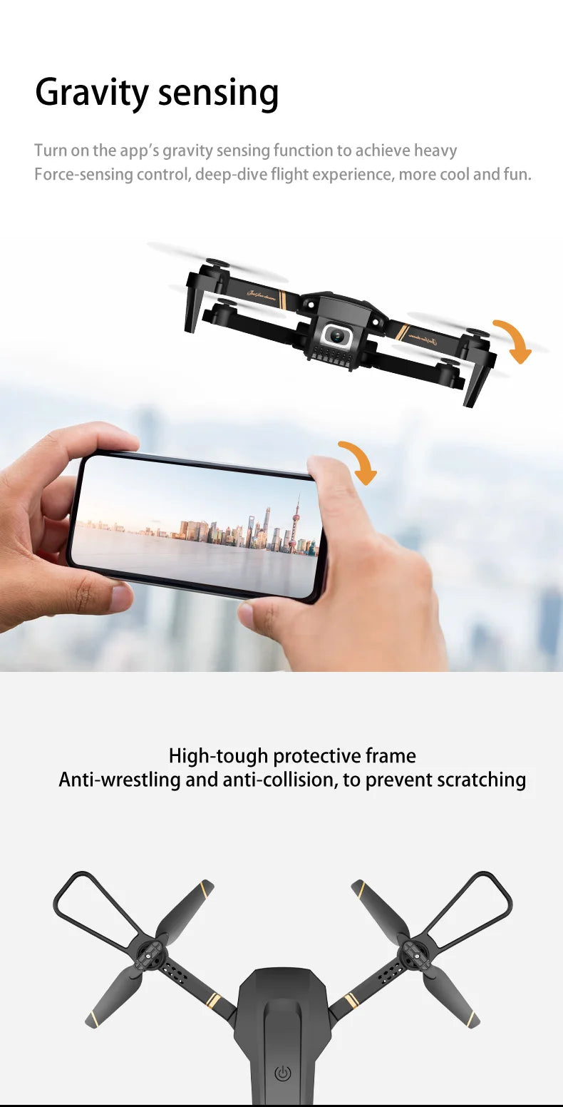 V4 Rc Drone - كاميرا 4k HD ذات زاوية واسعة 1080P WiFi fpv بدون طيار كاميرا مزدوجة كوادكوبتر في الوقت الحقيقي ناقل الحركة هليكوبتر بدون طيار ألعاب هدايا 35 V4 Rc Drone, app's gravity sensing function achieves heavy force-sen